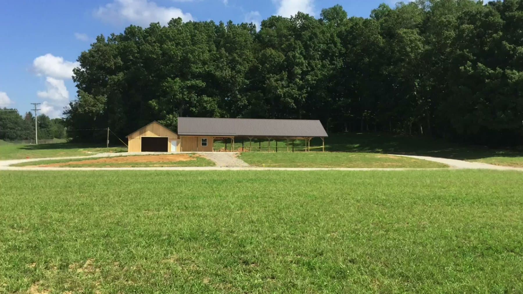 The pavilion and workshop on the church property at 610 Myers Lane